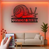 Personalized Snail LED Sign | Custom Metal Garden Art | Outdoor Nature Lover Gift | Whimsical Yard Decor