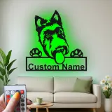 Personalisierte LED-beleuchtete Metall-Wandkunst mit Deutschem Schäferhund – Geschenk für Hundeliebhaber, Wohn- oder Tierbereich