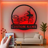 Personalisiertes Ballerina Musiknoten LED-beleuchtetes Metallschild - Tänzer Geschenk für Ballettliebhaber - Schlafzimmer oder Studiodekor