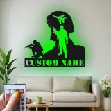 Personalisierter Soldat Silhouette Metall Schild | LED Militär Wandkunst | Benutzerdefinierte Veteranen Namensplakette | Patriotische Army Deko