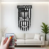 Custom Disc Golf Basket Led Light Metal Wall Art Personalized Gift for Disc Golfers Game Room or Man Cave Decor