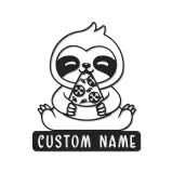 Custom Sloth LED Sign | Metal Wall Art | Kids Room & Nursery Decor | Funny Pizza Lover Gift Idea