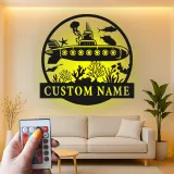 Custom Submarine LED Metal Wall Art | Personalized Nautical Sign | Ocean Lover & Diver Gift | Underwater Sea Decor