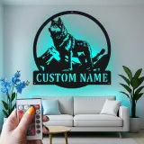 Personalisierte Wolf Berg LED Licht Metall-Wandkunst Geschenk für Naturliebhaber Rustikale Kabinendekoration