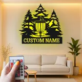 Cartel de metal LED personalizado para cesta de disc golf, regalo para jugadores de disc golf, decoración exterior para entusiastas