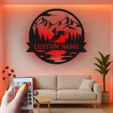 Personalized Snowmobile Metal Sign | LED Mountain Wall Art | Custom Rider Name Decor | Winter Sports Gift