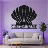 Insegna in metallo LED a forma di conchiglia personalizzata | Arte murale costiera personalizzata | Decorazione per casa al mare e bagno