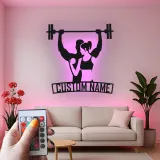 Panneau en métal personnalisé pour couple sportif | Décor LED personnalisé pour salle de sport à la maison | Décoration murale fitness, cadeau pour couple