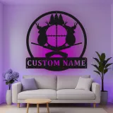 Décoration murale en métal personnalisée pour la chasse au cerf avec rétroéclairage LED, cadeau personnalisé pour les chasseurs, décoration de cabane rustique 1