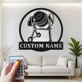 Personalisierte Betonmischer-LED-Metall-Wandkunst – Geschenk für Bauarbeiter, Deko für Garage oder Werkstatt