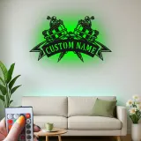 Insegna LED per macchina per tatuaggi personalizzata | Arte da parete in metallo personalizzata per studi di tatuaggi | Decorazione retroilluminata per pistola d'inchiostro