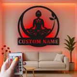 Custom Yoga Meditation Led Light Metal Wall Art Zen Gift for Yoga Lovers Peaceful Home Decor