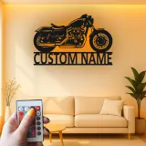 Insegna in metallo LED personalizzata per motociclette - Regalo per motociclisti, decorazione per garage o man cave 2