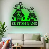 Arte de Metal de Motociclismo Padre e Hijo | Cartel Personalizado LED para Papá | Decoración de Silueta de Rider Personalizada