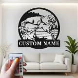 Décoration murale en métal personnalisée pour chasseur de cerfs avec rétroéclairage LED - Cadeau personnalisé pour chasseurs - Décor de cabane rustique 2