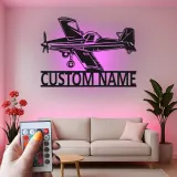 Insegna in metallo LED personalizzata per aereo - Regalo di aviazione per piloti - Decorazione per hangar o ufficio