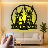 Cartel de metal LED personalizado de dúo de burros, regalo de granja, decoración para el granero o el salón