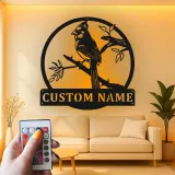 Cartel de metal LED personalizado con cardenal, regalo para amantes de los pájaros, decoración de hogar con temática natural