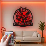 German Shepherd LED Metal Wall Art | Custom American Flag Sign | Patriotic Dog Owner Gift | Personalized Pet Decor