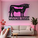 Cartel de metal LED personalizado de toro, regalo para ranchero, decoración de granja para amantes del ganado