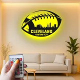 Personalized Football LED Sign | Custom City Skyline Metal Wall Art | Man Cave Decor & Gift for Fans