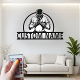Décoration murale en métal personnalisée avec éclairage LED de combattant Muay Thai - Cadeau pour artistes martiaux, décoration de gym ou de maison