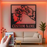 Insegna in metallo LED Duo Pollo Personalizzata Regalo per Cucina o Decorazione da Fattoria