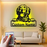 Insegna in metallo LED personalizzata per mamma di cani Golden Retriever, regalo per il soggiorno