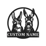 Cartel de metal LED personalizado de dúo de burros, regalo de granja, decoración para el granero o el salón