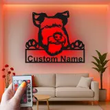 Cartel de metal LED de Schnauzer personalizado, regalo para amantes de los perros, decoración para el salón 1