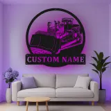 Cartel de metal LED de bulldozer personalizado, regalo de construcción para él, decoración de garaje u oficina para amantes de equipos pesados