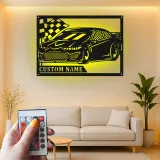 Personalized Race Car LED Sign | Custom Metal Wall Art for Garage | Gift for Car Enthusiast | Racing Decor