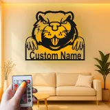 Insegna in metallo LED personalizzata con castoro - Regalo unico per amanti degli animali, decorazione per ufficio o sala giochi