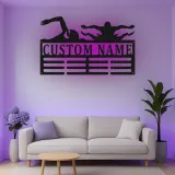 Décoration murale en métal personnalisée Nageur avec Rétroéclairage Cadeau pour Athlètes Décoration de Salle de Sport