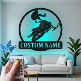 Custom Snowmobile Metal Sign | Personalized LED Wall Art for Rider | Extreme Sports Garage Decor & Man Cave Gift