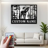 Décoration murale en métal personnalisée avec orignal et forêt en rétroéclairage - Cadeau personnalisé pour les amoureux de la nature, décoration de cabane