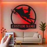 Custom Snowmobile LED Metal Sign | Personalized Rider Silhouette Wall Art | Winter Sports Decor Gift