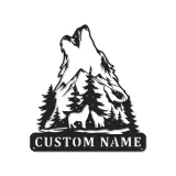 Custom Howling Wolf Led Light Metal Wall Art Personalized Gift for Nature Lovers Cabin Decor