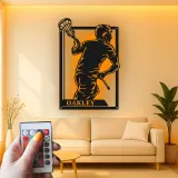 Insegna LED Personalizzata per Giocatore di Lacrosse | Insegna in Metallo Personalizzata | Decorazione per Camera da Ragazzo & Regalo Sportivo per Atleta | LAZERDIZAYN.CO