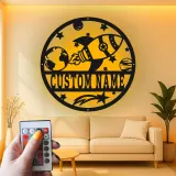 Panneau Personnalisé de Fusée Spatiale | Art Murale en Métal avec Nom Personnalisé | Décor Rétroéclairé Espace pour Chambre d'Enfant | Cadeau de Nurserie Astronaute