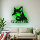Custom Fox Metal Wall Art | Personalized LED Name Sign for Nursery or Living Room | Animal Lover Gift