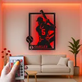 Décoration murale en métal personnalisée joueur de baseball avec rétroéclairage LED
