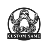 Insegna LED Sloth Mandala Personalizzata | Arte in Metallo su Misura per Studio di Yoga e Decorazione Zen | Regalo per Amanti degli Animali Boho
