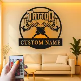 Custom Tattoo Machine Led Light Metal Wall Art Personalized Gift for Tattoo Artists Studio Decor 4