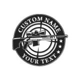 Sniper Rifle LED Metal Wall Art | Personalized Gun Sign for Man Cave | Custom Shooter Gift with RGB Lights