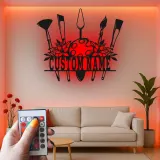Insegna in metallo personalizzata con luce LED a forma di tavolozza per artisti regalo personalizzato per pittori, decorazione per studio o sala d'arte