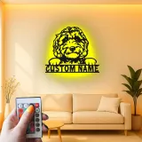 Personalisierte Labradoodle LED-Licht Metall-Wandkunst für Hundeliebhaber