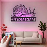 Personalized Snail LED Sign | Custom Metal Garden Art | Outdoor Nature Lover Gift | Whimsical Yard Decor