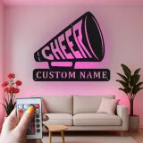 Personalisierte LED-Metall-Wandkunst mit Cheer-Megafon – Geschenk für Cheerleader, für Schlafzimmer oder Umkleideraum