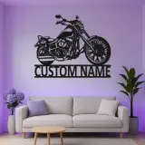 Panneau LED Moto Personnalisé | Art Métal Biker | Décor de Garage Lumineux | Cadeau de Cave à Homme pour Lui